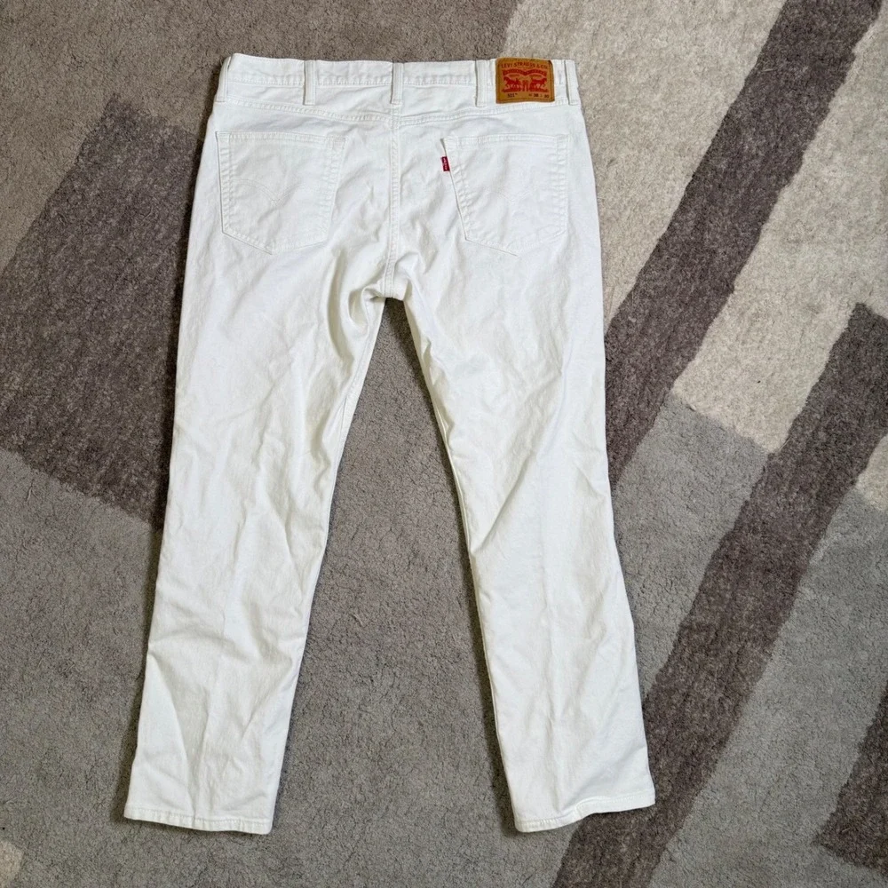 Levis 511 Slim Fit White Jeans Mens 38x30 Cotton Stretch Denim Pants
